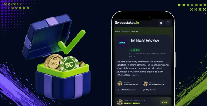 No deposit welcome bonus with Gold Coins and Sweeps Coins at The Boss casino