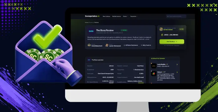 Mail-in request for free Sweeps Coins at The Boss casino