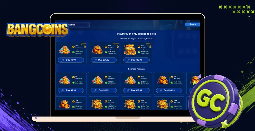 BangCoins interface with GC and SC coin purchase packages