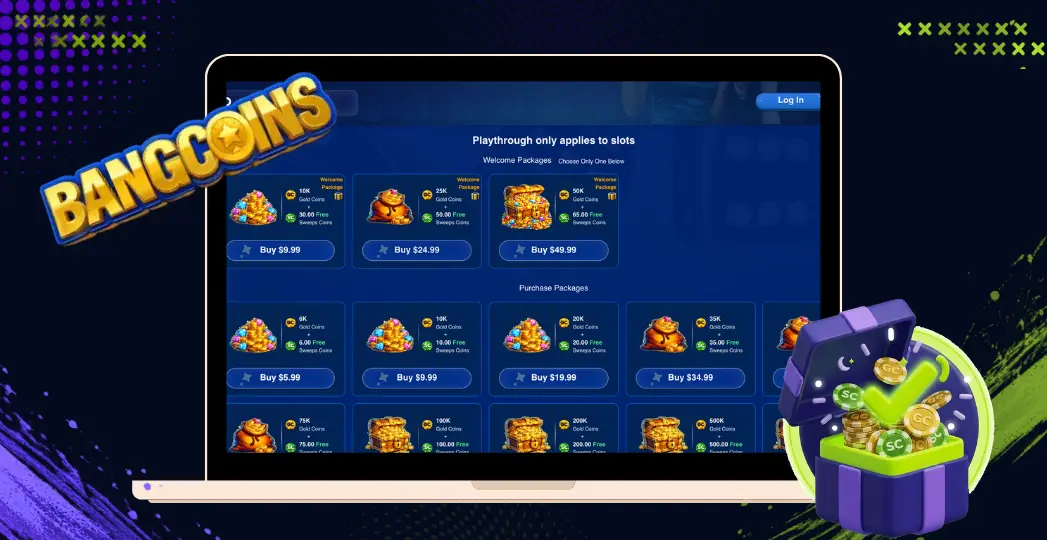 BangCoins coin packages on desktop with bonus chest.