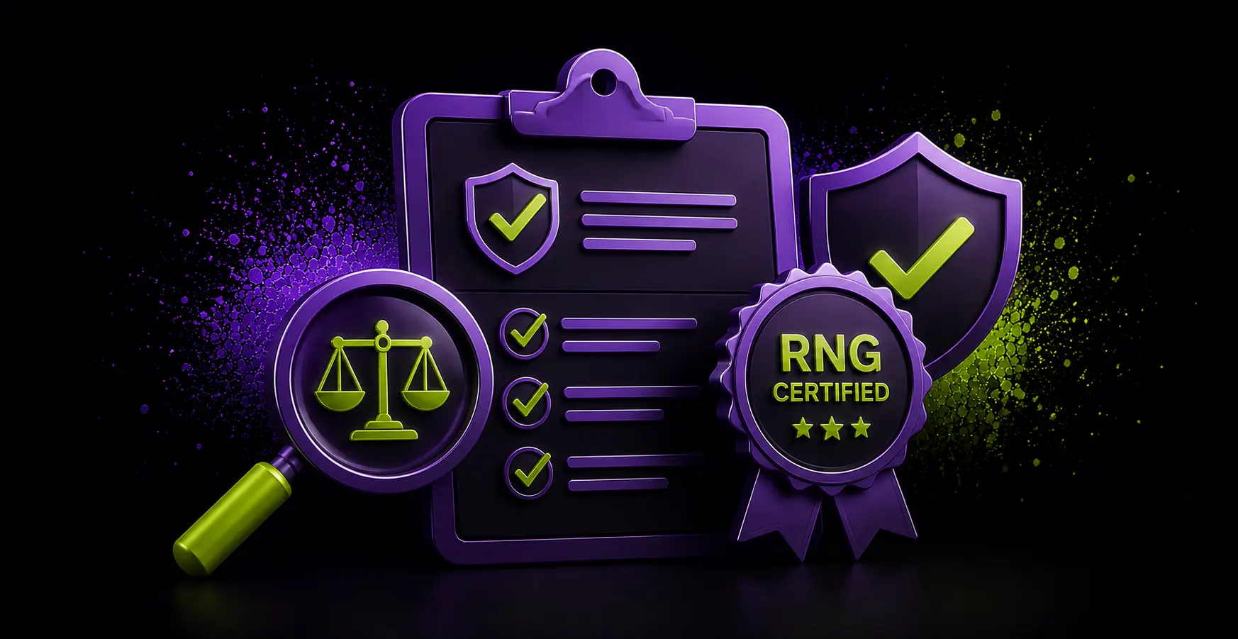 Game fairness verification checklist with RNG certification and security shields