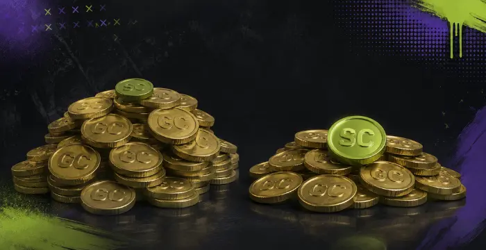 Gold Coins and Sweeps Coins stacks for sweepstakes casino rewards