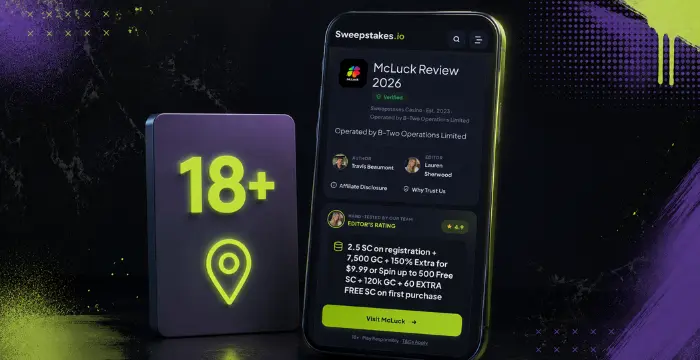 18+ sweepstakes casino review with location eligibility and bonus offer