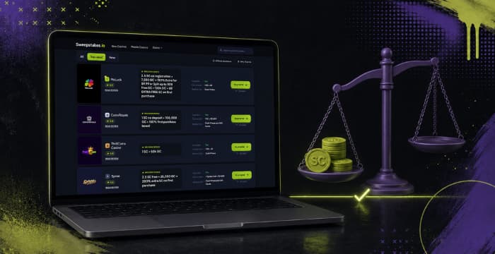 Sweepstakes casino comparison with balanced coin value and top casino options