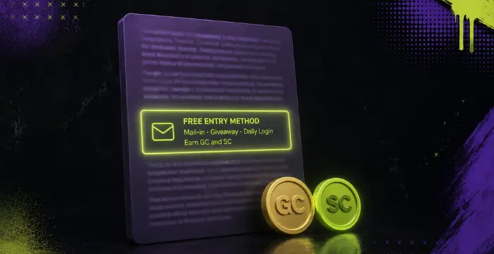 Free sweepstakes entry methods with Gold Coins and Sweeps Coins rewards