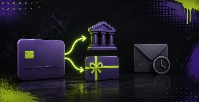 Card payment with bank transfer, rewards and processing time