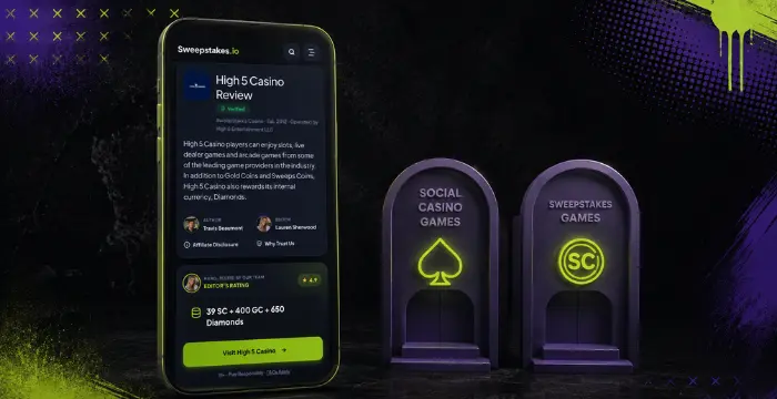 High 5 Casino review comparing social casino and sweepstakes games