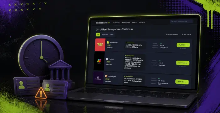Best sweepstakes casinos list with age verification, timing and account checks