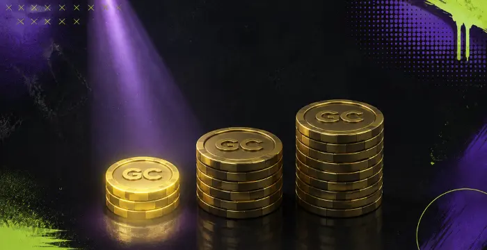Gold Coin stacks showing different sweepstakes casino reward amounts