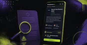 Phone displaying Sweepstakes.io Bang!Casino Review 2025 with document icon
