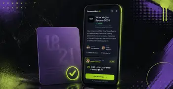 Phone showing Sweepstakes.io White Vegas Review with verified card