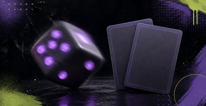 Casino games with rolling dice and playing cards
