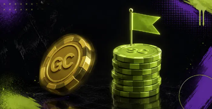 Gold Coin and Sweeps Coin stacks representing casino game rewards
