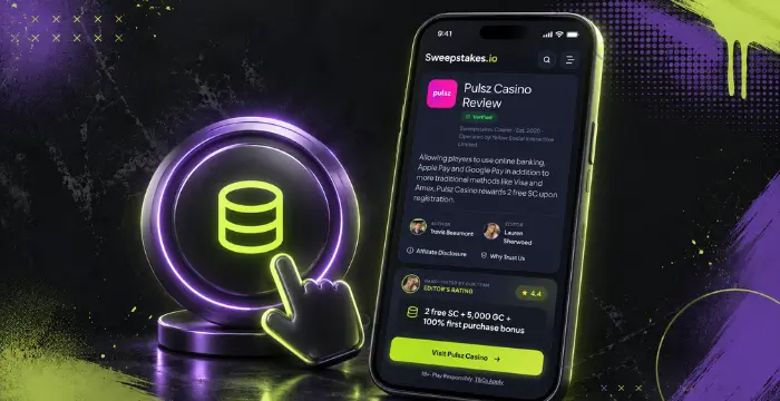 Pulsz Casino review with daily login reward and bonus claim icon