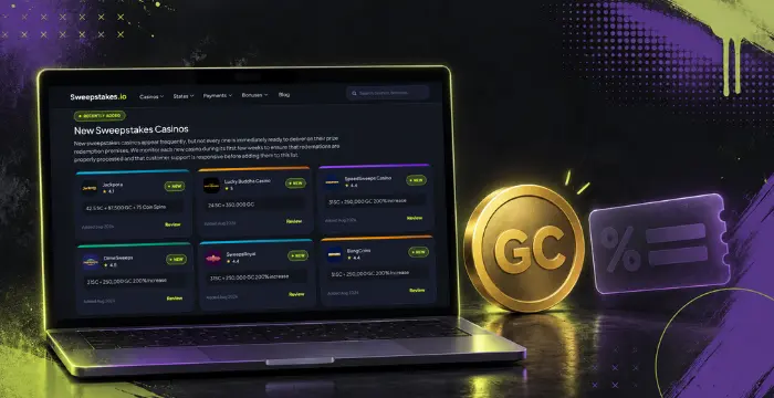 New sweepstakes casinos with Gold Coin bonus and promotional offer