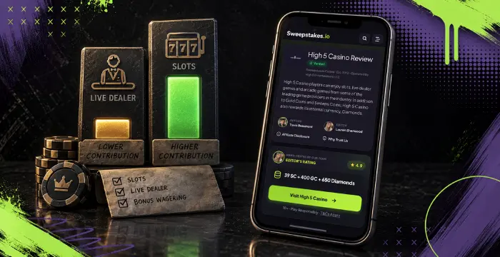 Evolution casino review on mobile with slots, live dealer, and bonus wagering comparison.