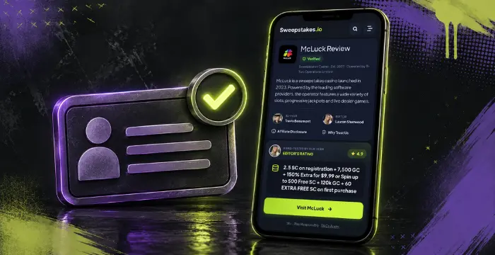 McLuck review on mobile with verified ID and sweepstakes casino bonus details