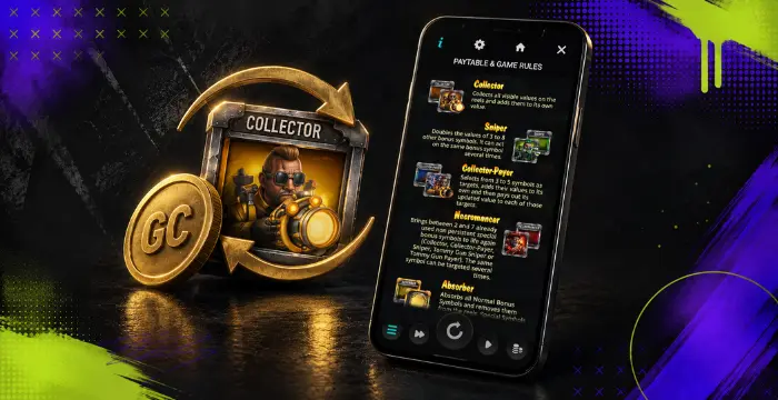 Money Train 3 bonus feature screen with Collector symbols and GC coins