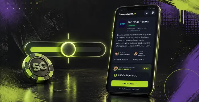 The Boss casino review with Sweeps Coin and playthrough progress indicator