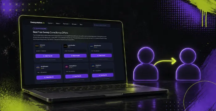 Sweepstakes referral bonus offers with friend invitation and free Sweeps Coins