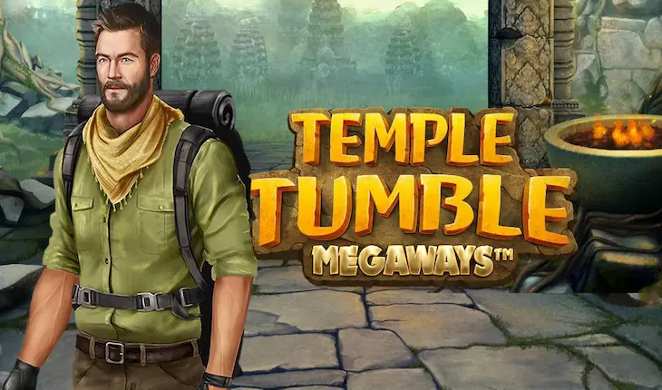 Temple Tumble Megaways slot game logo with jungle adventure theme