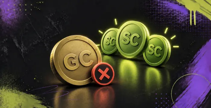 Gold Coins (GC) and Sweeps Coins (SC) illustrating sweepstakes casino playthrough requirements.