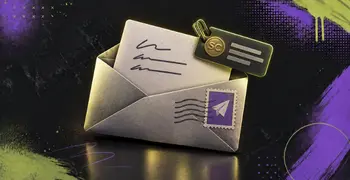 AMOE mail-in entry illustrated with stamped envelope, handwritten letter and Sweeps Coins card